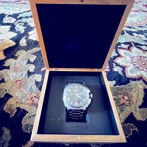 Shinola Brakeman Chrono Contrast 46mm, Silver Bracelet